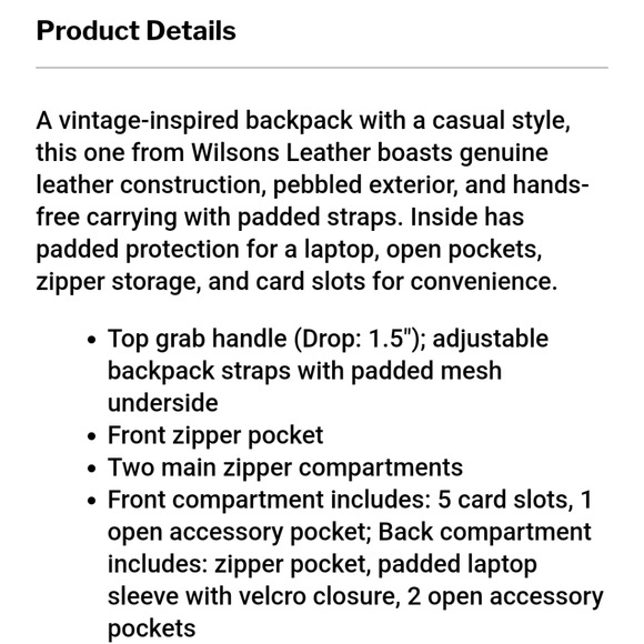 Wilson's Leather Brown Backpack - Picture 11 of 14